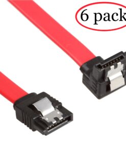 Relper-Lineso 6 Pack 90 Degree Right-Angle SATA III Cable 6.0 Gbps with Locking Latch 18Inch (6X Sata Cable Red) 11 612 u 4YbXL
