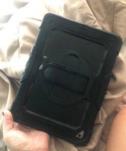 Timecity iPad 6th/5th Generation Case, iPad 9.7 inch Case 2018/2017 with Screen Protector, 360 Rotating Stand/Hand Strap, Full-Body Protective Case for iPad 6th/5th Gen/Air 2/ Pro 9.7''-Black Black+ Black 37 6120pdrHuCL