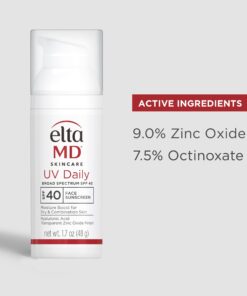 EltaMD UV Daily Face Sunscreen with Zinc Oxide, SPF 40 Facial Sunscreen, Helps Hydrate Skin and Decrease Wrinkles, Lightweight Face Moisturizer Sunscreen, Absorbs into Skin Quickly, 1.7 Oz Pump 31 61224b9vpL