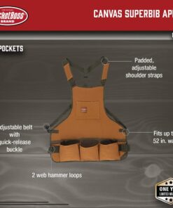 Alternative view of Bucket Boss mens Tool,adjustable,work Tool Bag, Brown, 16 pockets US