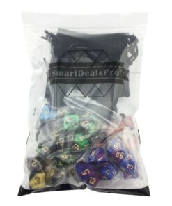 SmartDealsPro 5 x 7-Die Double-Colors Polyhedral Dice Sets with Pouches for D&D DND RPG MTG Dungeon and Dragons Table Board Roll Playing Games D4 D6 D8 D10 D% D12 D20 5-color Sets 61 61240NaA8SL