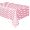 Unique Industries Dotted Rectangular Plastic Table Cover, 54" x 108", Light Pink 12 6124cCECQTL