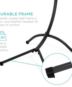 Best Choice Products Outdoor Hanging Curved Steel Chaise Lounge Chair Swing w/Built-in Pillow and Removable Canopy, Orange 28 6125srHwggS