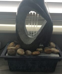 Modern Silhouette Zen Indoor Small Tabletop Water Fountain with 4-LED Light Cluster Faux Black Marble Stone 10" for Table Desk-Top Office Bedroom House Relaxation Living Room - John Timberland 30 612AVBboTAL