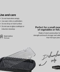 Granite Ware 3 Piece Multiuse Set (Speckled Black) Enamelware Bake, Broiler Pan and Grill - With Rack Suitable for Oven, direct on Fire. 22 612BW7HtAbL