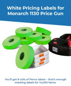 1136 Green Monarch Labels, 8 Rolls, 14,000 Two line Labels 10 612CXJRriWL