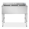 GRIDMANN 3 Compartment Stainless Steel Bar Sink, NSF Commercial Kitchen Underbar Sink with 10" L x 14" W x 10" D Bowls for Restaurant, Laundry, Garage 17 612GjATe7IL
