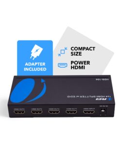 Alternative view of OREI 4K 1x4 HDMI Splitter 1 in 4 Out - Ultra HD @ 30 Hz 1x4 Ver. 1.4 HDCP, Power HDMI Supports 3D Full HD 1080P for Xbox, PS4 PS3 Fire Stick Blu Ray Apple TV HDTV - Adapter Included
