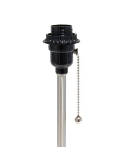 LimeLights LT2024-WHT Brushed Steel Stick Table Desk Lamp with Charging Outlet and Drum Fabric Shade, White 1 32 612HV50tx7L