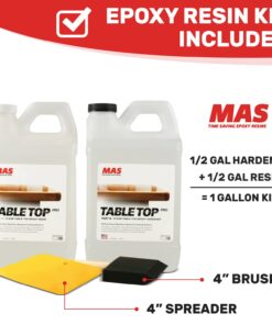 MAS Table Top Pro (1-Gallon Kit) | Crystal Clear Casting for DIY Arts and Crafts Projects | 2-Part Resin and Hardener Epoxy Kit | for Countertops, Wood Tables, Tabletops, Bar Tops, and More 1 Gallon 32 612HfWwwfCL