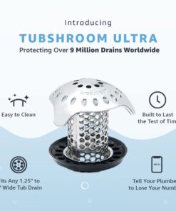 TubShroom Ultra Revolutionary Bath Tub Drain Protector Hair Catcher/Strainer/Snare Stainless Steel, 1-Pack, Silver Stainless Single 32 612IZe0QFmL
