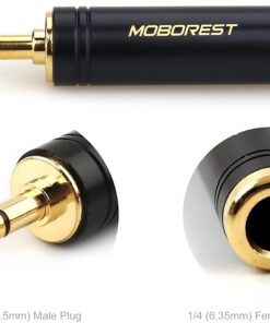MOBOREST 3.5mm to 1/4'' Stereo Pure Copper Adapter, 1/8'' (3.5mm) Male Plug to 1/4'' (6.35mm) Jack Female Socket Adapter for Headphone Amp Adapte Black -1PCS BLACK-1PCS 13 612K5s5beL