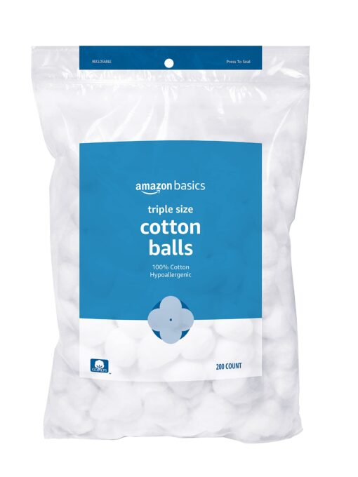 Amazon Basics Cotton Balls, 200 Count (Previously Solimo) 200 Count (Pack of 1)