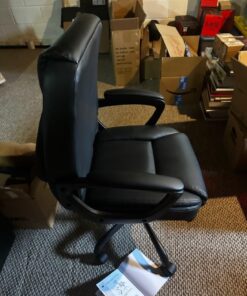 Amazon Basics Classic Puresoft PU Padded Mid-Back Office Computer Desk Chair with Armrest, 26"D x 23.75"W x 42"H, Black 43 612LZ5wCxUL