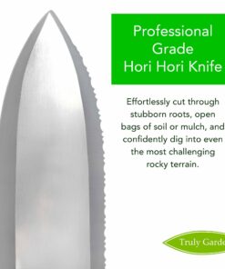 Hori Hori Garden Knife with Diamond Sharpening Rod, Thickest Leather Sheath and Extra Sharp Blade - in Gift Box. Leather Sheath with Rod 31 612Lfgno5bL