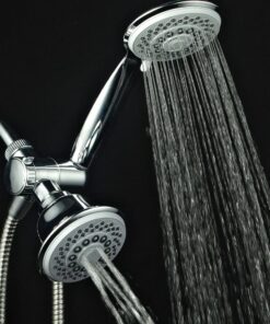 AquaStorm by HotelSpa 30-Setting SpiralFlo 3-Way HIGH PRESSURE Luxury Shower Head/Handheld Showerhead Combo with Water Saving Economy Mode/Chrome Chrome & Gray 24 612MOxOwnzS 1