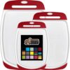 The Original Gorilla Grip Oversized 100% BPA Free Reversible Durable Kitchen Cutting Board Set of 3, Dishwasher Safe, Nonslip Handle Border Plastic Boards, Juice Grooves, Chopping Food, Cooking, Red Large (Pack of 3) Red/White 7 612NBqQwNcL
