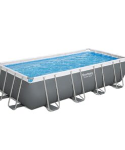 Bestway Power Steel 18' x 9' x 48" Rectangular Metal Frame Above Ground Outdoor Swimming Pool Set with 1,500 GPH Filter Pump, Ladder, and Pool Cover 18' x 9' x 48in 23 612O2vZjtvL
