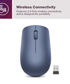 Alternative view of Lenovo 530 Wireless Mouse with Battery, 2.4GHz Nano USB, 1200 DPI Optical Sensor, Ergonomic for Left or Right Hand, Lightweight, GY50Z18986, Abyss Blue