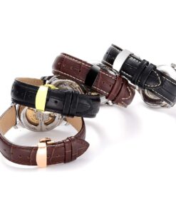 iStrap Leather Watch band -Alligator Grain Embossed Pattern Calfskin Replacement Strap-Stainless Steel Deployment Buckle with Push Buttons-Bracelet for Men Women-18mm 19mm 20mm 21mm 22mm 24mm Black/Tan Stitch-Silver 29 612PmRegiGL