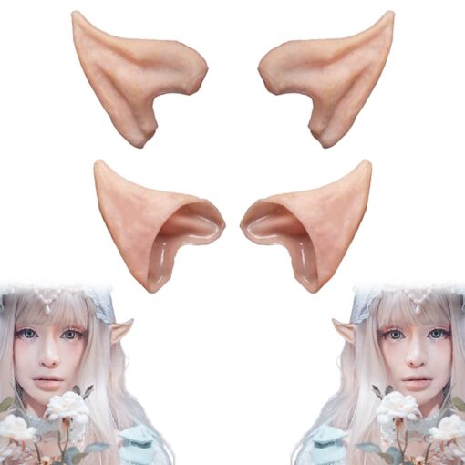 HOMEYA Elf Ears Halloween Cosplay Costumes Pointed Prosthetic Ear Tips Christmas Cosplay Gift for Women Kids Teens Men (2 Pairs) 2 Pairs