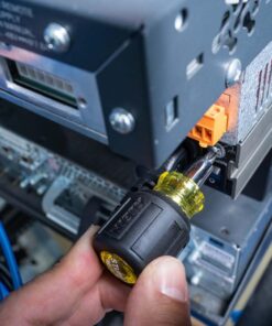 Klein Tools 32561 Multi-Bit Screwdriver / Nut Driver, 6-in-1 Stubby Screwdriver with 2 Phillips, 2 Slotted Bits, 2 Nut Drivers 34 612RSLVIXIL