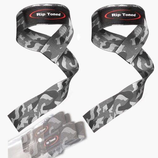 Weight Lifting Straps for Men, Women | Lifting Straps Gym Straps | Padded Gym Wrist Straps For Weightlifting - Rip Toned Performance Grey Camo