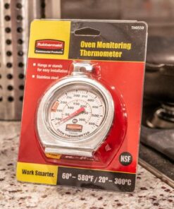 Rubbermaid Commercial Products Stainless Steel Monitoring Thermometer for Oven/Grill/Meat/Food, 60-580 Degrees Fahrenheit Temperature Range, Easy to Read Food Thermometer For Cooking Oven/Grill/Smoker Thermometer 36 612WBEgA16L