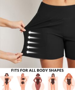 Alternative view of BALEAF Women's 5" High Waisted Swim Board Shorts Quick Dry Swimsuits Bottoms Trunks with Pockets 5" X-Large Black