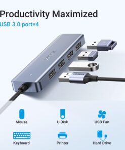 UGREEN USB C Hub 4 Ports, USB C to USB Hub with 4 USB 3.0, Powered USB C Splitter for Laptop, MacBook Pro, iMac, iPad Pro, Chromebook, Dell XPS, iPhone 15/15 Pro, Galaxy S23, and More, 0.5FT 0.5 FT 25 612ZnXF5cqL