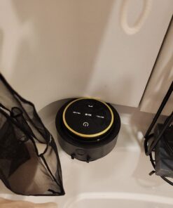 iFox Portable Bluetooth Shower Speaker, IPX7 Waterproof Outdoor Wireless Speaker, Built-in Mic, Carabiner, Beach, Camping, Hiking, Pool, Great Gift, Black/Gold 32 612a9NhdmL