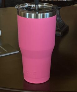 Arctic Tumblers | 30 oz Matte Pink Insulated Tumbler with Straw & Cleaner - Retains Temperature up to 24hrs - Non-Spill Splash Proof Lid, Double Wall Vacuum Technology, BPA Free & Built to Last 30 oz Tumbler Matte Pink Powder Coat 22 612aVWjykNL