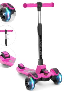 6KU Kids Scooter with Adjustable Height, Toddler Scooter with Widened Flash Wheels, Scooter for Kids Age 3-8 Years Old, Lean to Steer Pink Without Seat 16 612aavweXLL