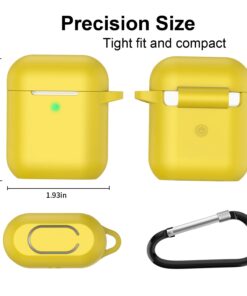 SATLITOG AirPods Case Cover with Secure Lock Keychain, Protective Silicone Cover Compatible with Apple AirPods 2nd & 1st Charging Case - Yellow 38 612adpYUpL 1