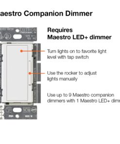 Lutron Maestro Companion Multi-Location Dimmer | Not for Standalone Use | MA-R-WH, White, 4.5Lx2.5Wx2.5H 5 612av8lboL
