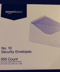 Amazon Basics #10 Security Tinted Business Envelopes, Moisture Sealed, 4-1/8 x 9-1/2 Inch, Pack of 500, One Size, White 38 612b2PAURqL