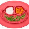 ezpz Mini Mat (Coral) - 100% Silicone Suction Plate with Built-in Placemat for Infants + Toddlers - First Foods + Self-Feeding - Comes with a Reusable Travel Bag - 6 Months+ Coral 14 612b8HPt KL