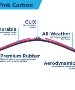 Alternative view of AutoTex Clix Wipers - Pink Carbon Fiber Automotive Wiper Blades - Universal Clip On Replacement Windshield-Wipers - All-Weather - Single Blade (22")