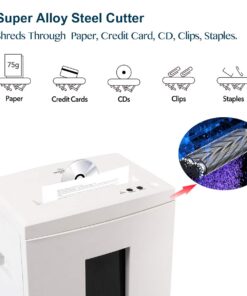 WOLVERINE 18-Sheet 60 Mins Running Time Cross Cut High Security Level P-4 Heavy Duty Paper/CD/Card Ultra Quiet Shredder for Home Office with 6 Gallons Pullout Waste Bin SD9113 (White ETL) 18-Sheet Level P4-White 11 612cdVTyjeL