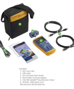 Fluke Networks CIQ-100 Copper Qualification Tester, Qualifies and Troubleshoots Category 5-6A Cabling for 10/100/Gig Ethernet, Coax and Voip, Blue CABLEIQ QUALIFICATION TESTER Tester Kit 11 612cmSq9YuL