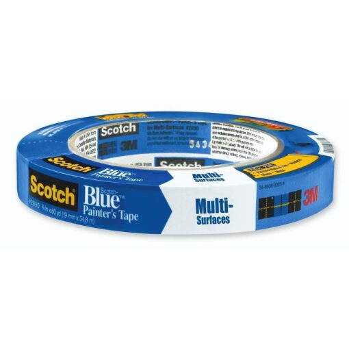 3M Scotch-Blue 2090 Safe-Release Crepe Paper Multi-Surfaces Painters Masking Tape, 27 lbs/in Tensile Strength, 60 yds Length x 3/4" Width, Blue (Pack of 2)