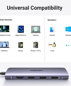 UGREEN Revodok 106 USB C Hub 6 in 1 USB C Dongle 4K HDMI, 3 USB 3.0 Ports, SD/TF Card Reader Compatible with MacBook Pro, MacBook Air, iPad, iPhone 15 Pro/Pro Max. Grey Space Grey 29 612d1cgC7FL
