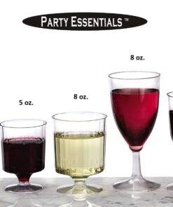 Party Essentials Disposable Hard Plastic Two Pieces Wine Glasses, 40-Count, 5.5-Ounce, Clear 40 Count (Pack of 1) 5.5 oz glass 18 612diqiLA1L