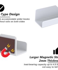 MUCXNIIY 2 Pcs Magnetic Book Shelf for Whiteboard, Reusable Acrylic Magnetic Book Holder with a Pen Container, Book Display Shelf for Teacher Kids Classroom Office, White 12 612fdFG9BDL
