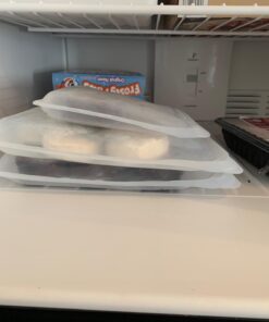 Stasher Reusable Silicone Storage Bag, Food Storage Container, Microwave and Dishwasher Safe, Leak-free, Pocket 2-Pack, Clear + Aqua 2 Pack 40 612fta2ggOL