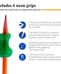 The Pencil Grip Neon, Universal Ergonomic Training Gripper for Righties and Lefties, 6 Count Assorted Colors (TPG-11306) 6 Count (Pack of 1) 12 612fwAHkHaL