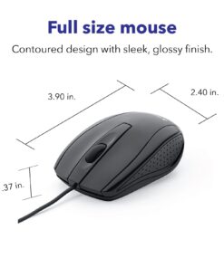 Verbatim Wired USB Computer Mouse - Corded USB Mouse for Laptops and PCs - Right or Left Hand Use, Black 98106,Glossy Black, 1.2" x 2.3" x 3.8" Glossy Black 22 612iPo3ypBL