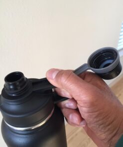 Swig Savvy Sports Water Bottle, Vacuum Insulated Stainless steel, Double Wall, Wide Mouth 2 Leakproof Lid, Travel Thermos - 30oz Black 19 612kBLXSKL