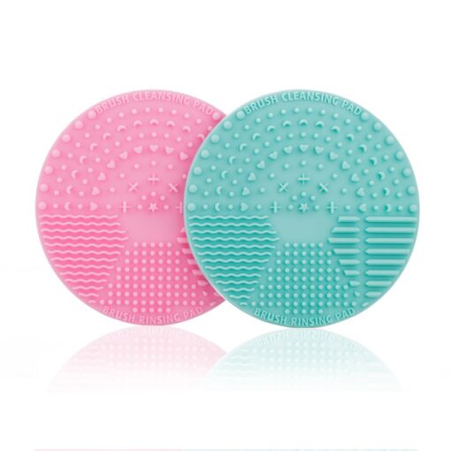 fantcen Make-up-Pinsel von Silikon Pinsel Reinigung Matte Pinsel Scrubber Board Tragbarer Mini Pad für Kosmetik Body Paint Set of 2 (Pink & Grün)…