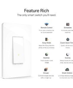 Alternative view of Kasa Smart Light Switch HS200, Single Pole, Needs Neutral Wire, 2.4GHz Wi-Fi Light Switch Works with Alexa and Google Home, UL Certified, No Hub Required , White Single-Pole Switch